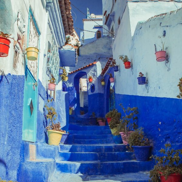 blue concrete alley stairs